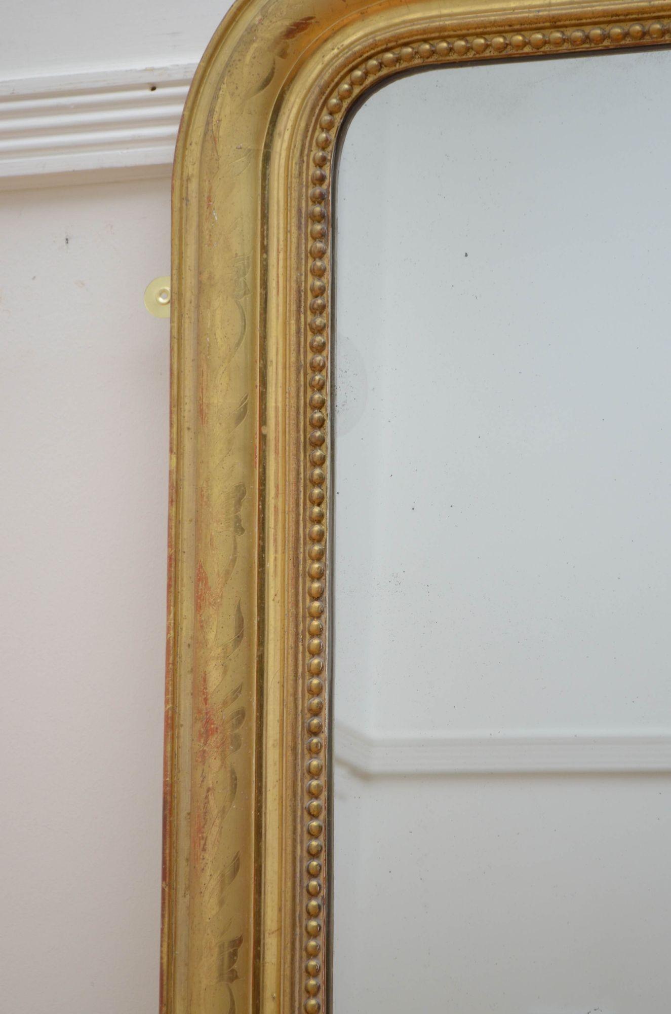 Gold Leaf Louis Philippe French Giltwood Wall Mirror H101cm For Sale