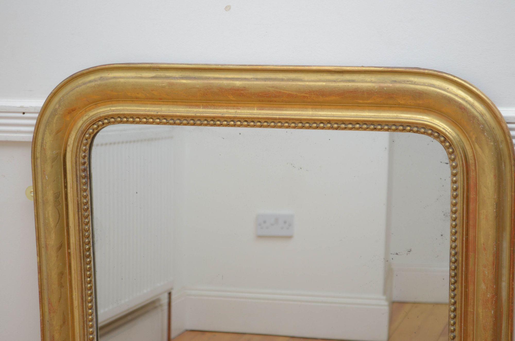 Louis Philippe French Giltwood Wall Mirror H101cm For Sale 3