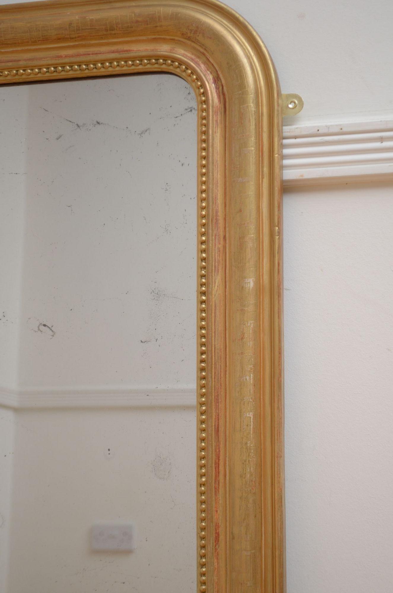 Miroir mural Louis Philippe en bois doré français H110 cm en vente 4