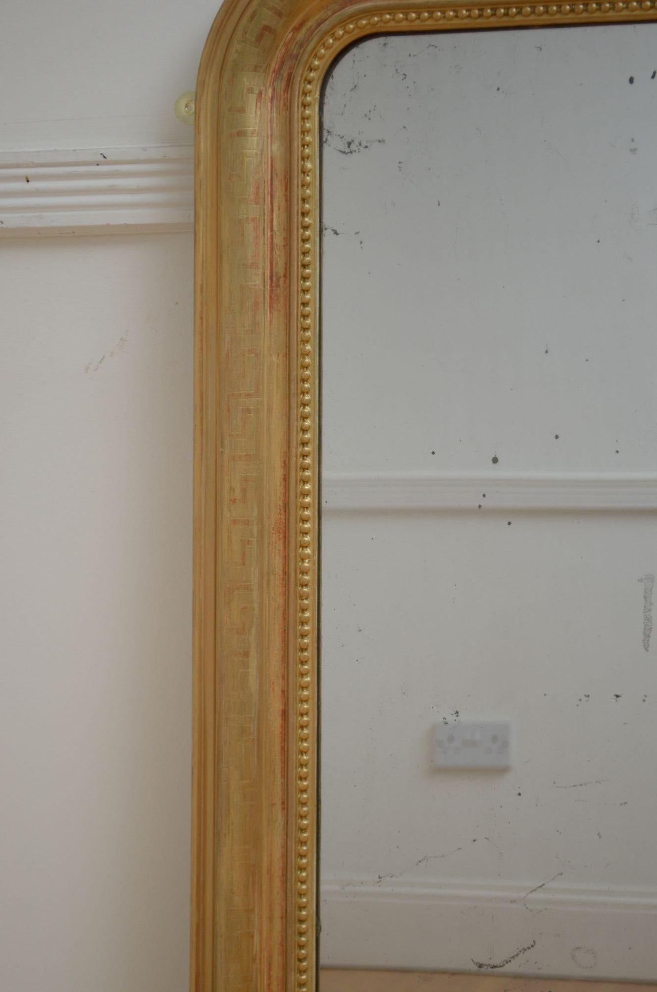 Gold Leaf Louis Philippe French Giltwood Wall Mirror H110cm For Sale