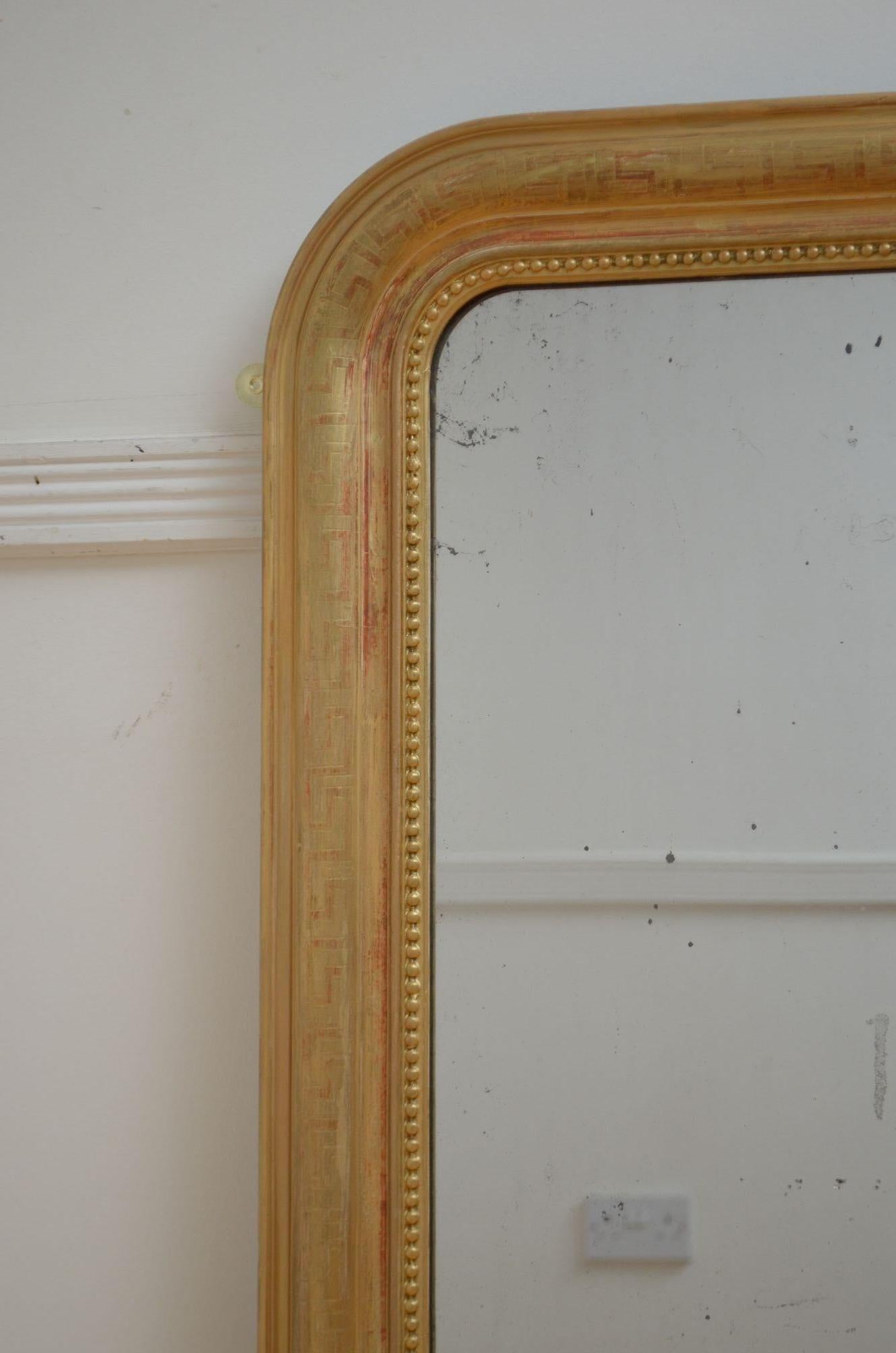 Louis Philippe French Giltwood Wall Mirror H110cm For Sale 1