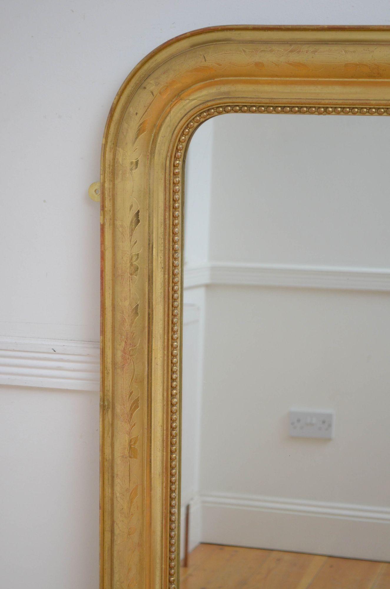 Gold Leaf Louis Philippe French Giltwood Wall Mirror For Sale