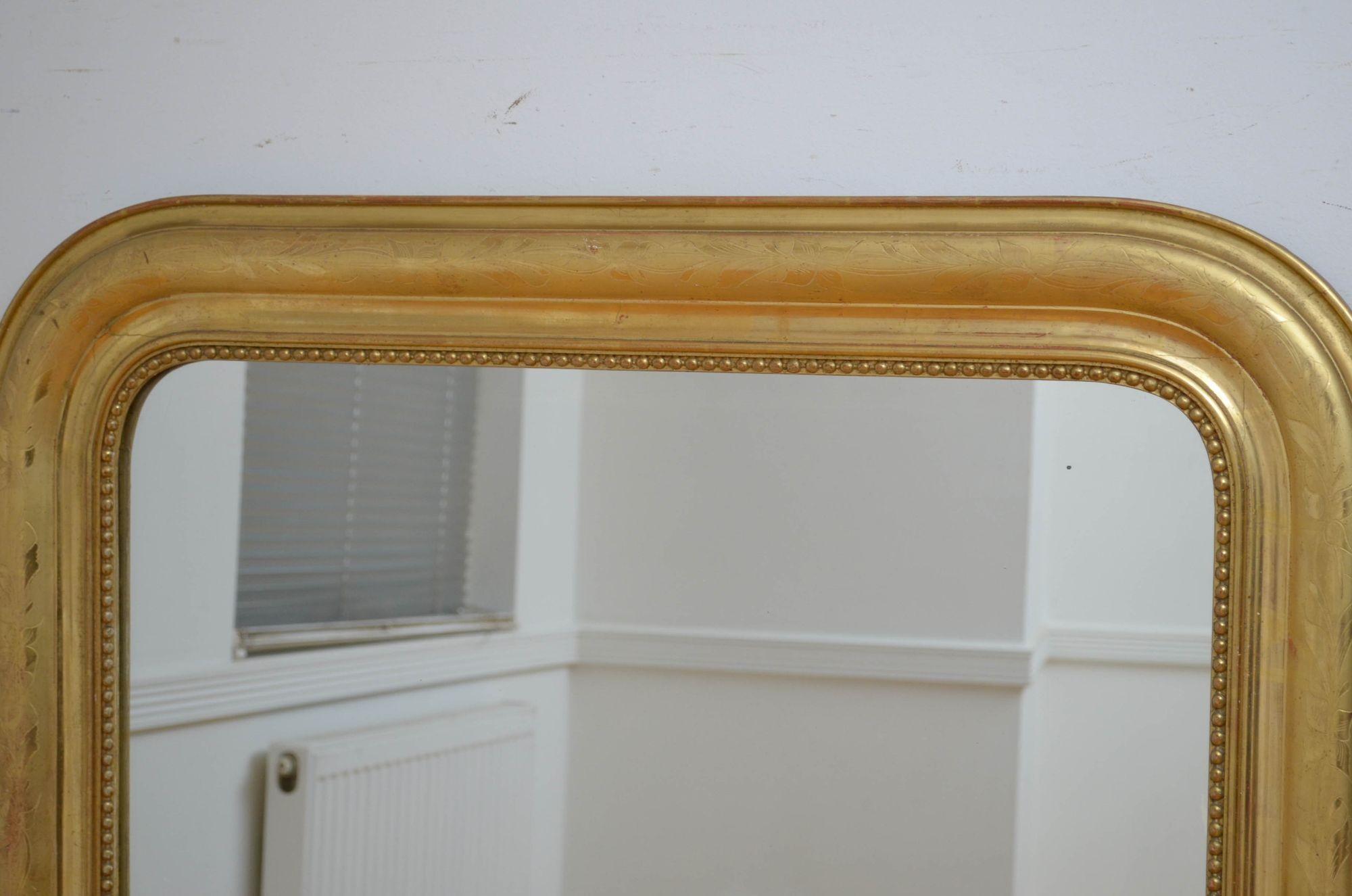 Louis Philippe French Giltwood Wall Mirror For Sale 1