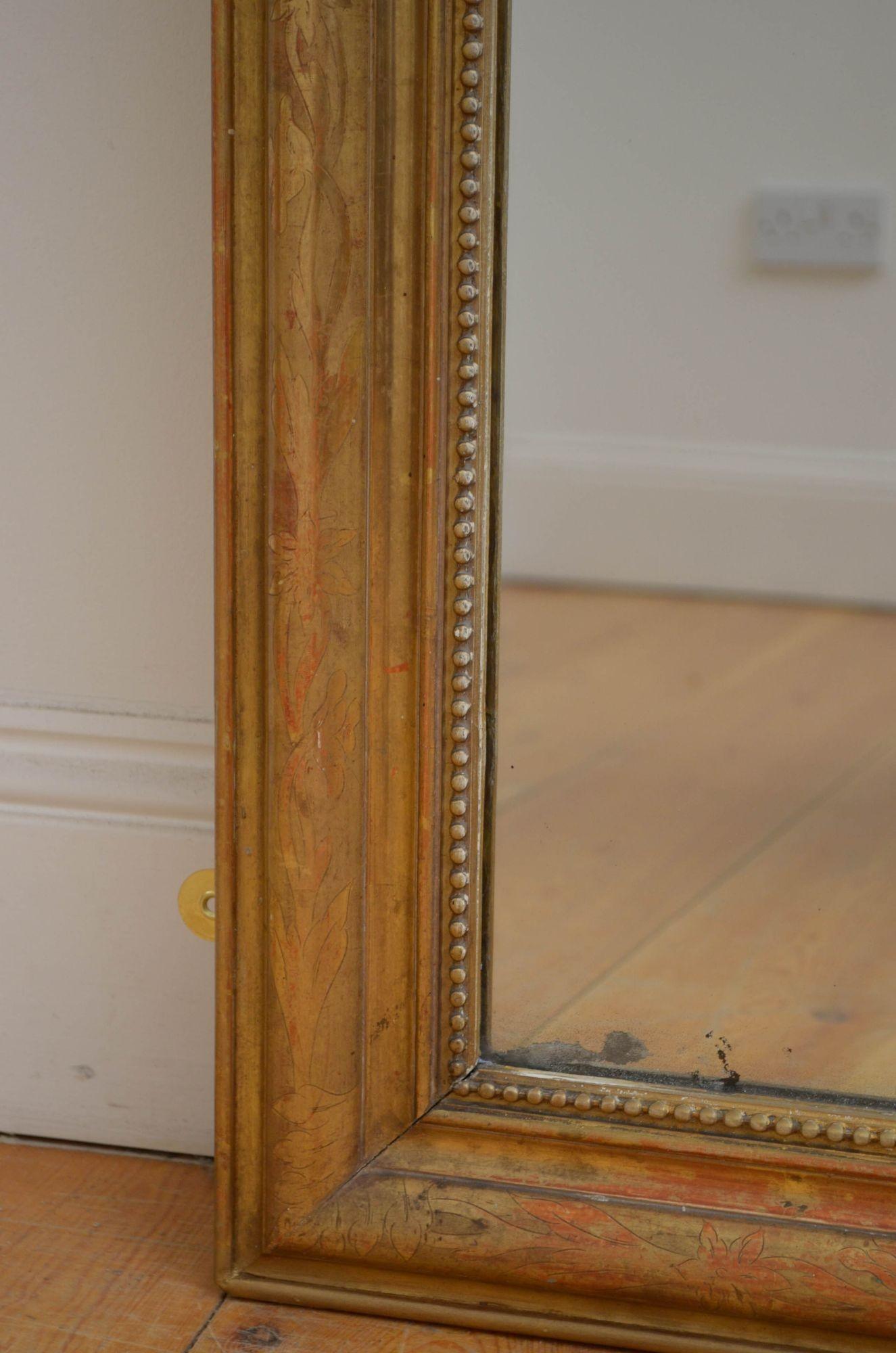 19th Century Louis Philippe French Giltwood Wall Mirror H94cm For Sale