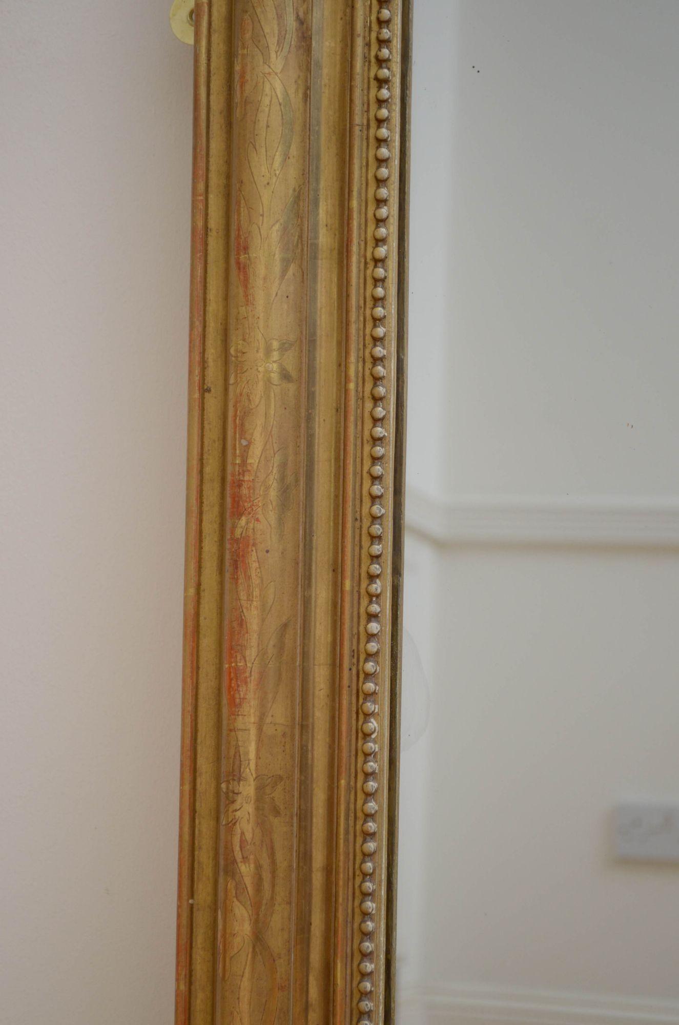 Gold Leaf Louis Philippe French Giltwood Wall Mirror H94cm For Sale