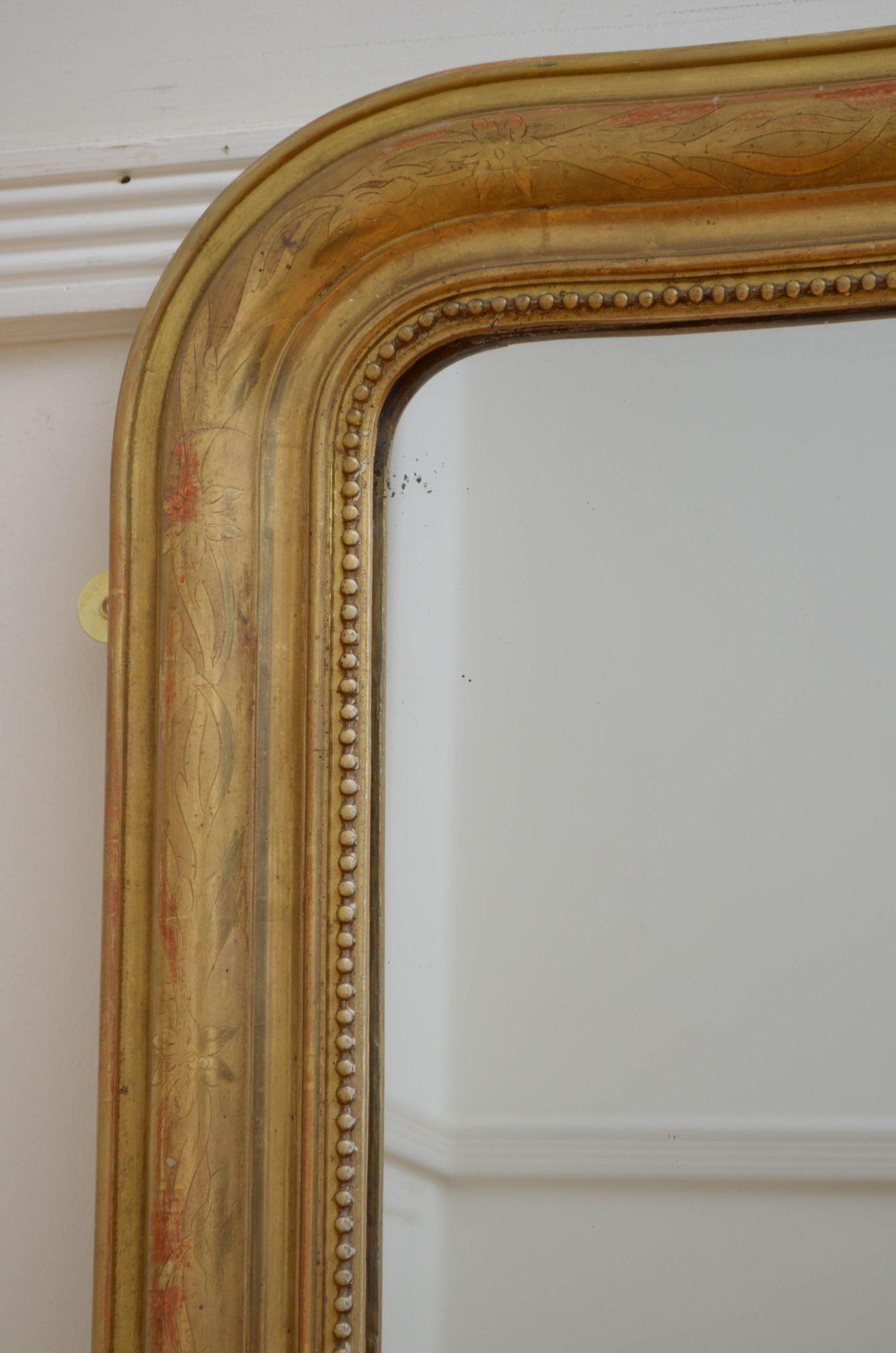Louis Philippe French Giltwood Wall Mirror H94cm For Sale 1