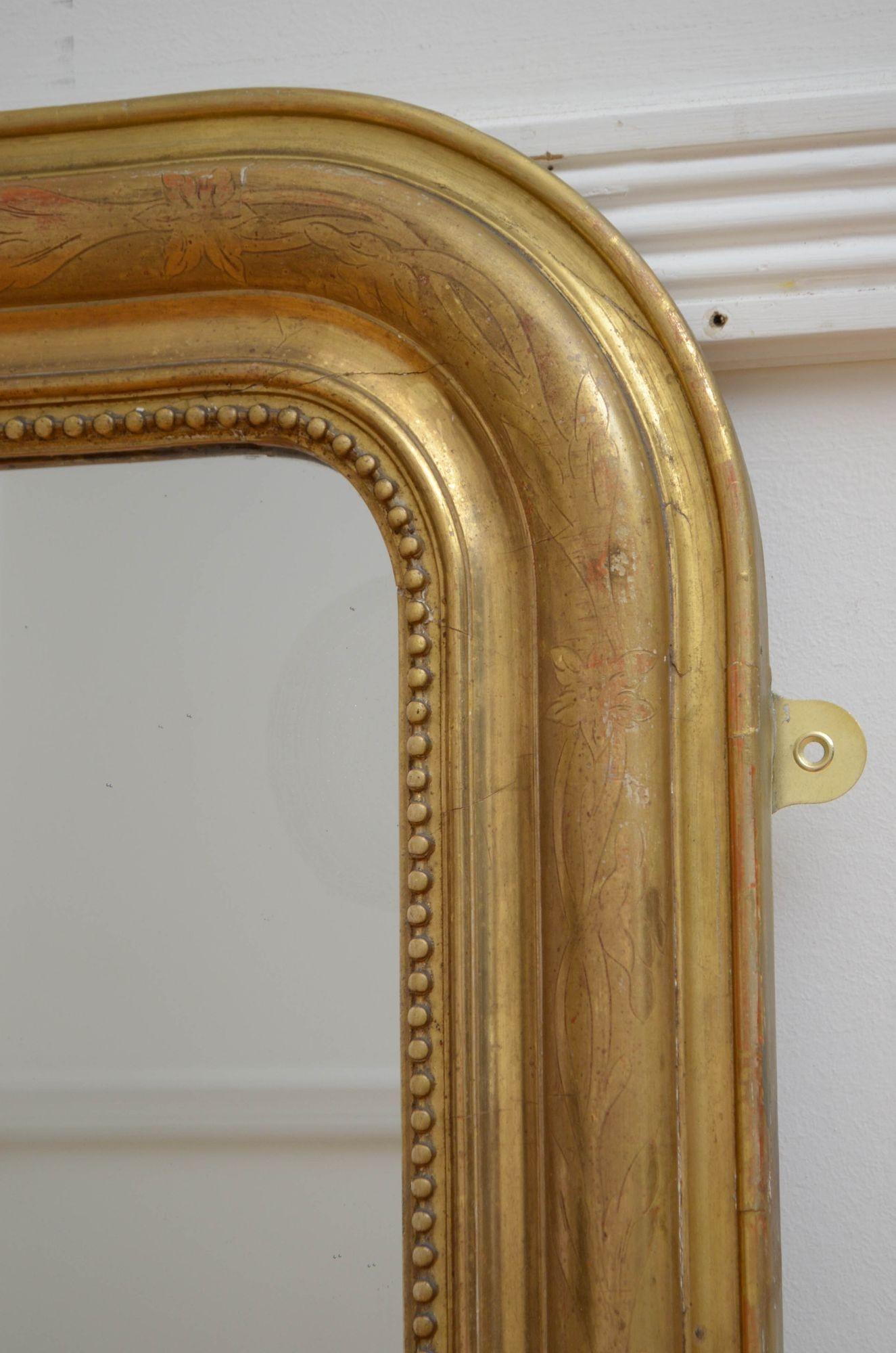 Louis Philippe French Giltwood Wall Mirror H94cm For Sale 3