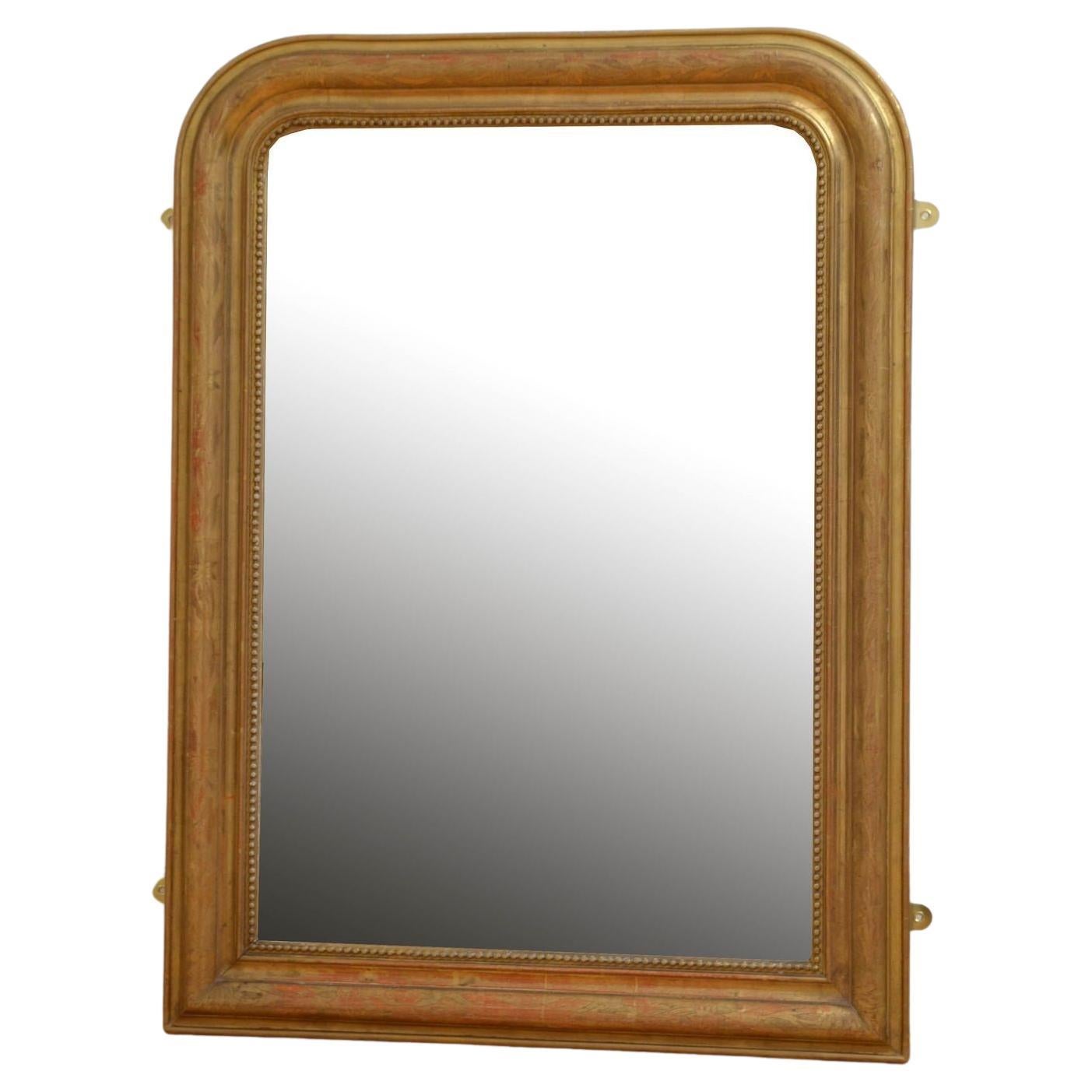Louis Philippe French Giltwood Wall Mirror H94cm For Sale