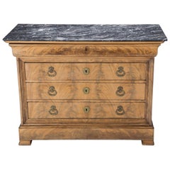 Louis Philippe French Mahogany and Black Marble Commode Chest