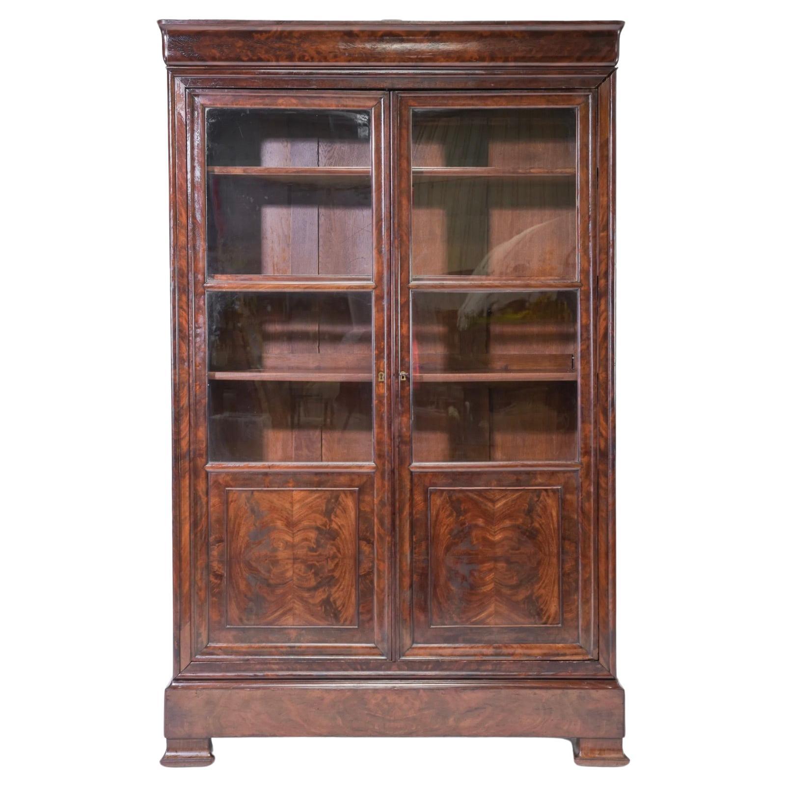Louis Philippe French Mahogany Bookcase For Sale