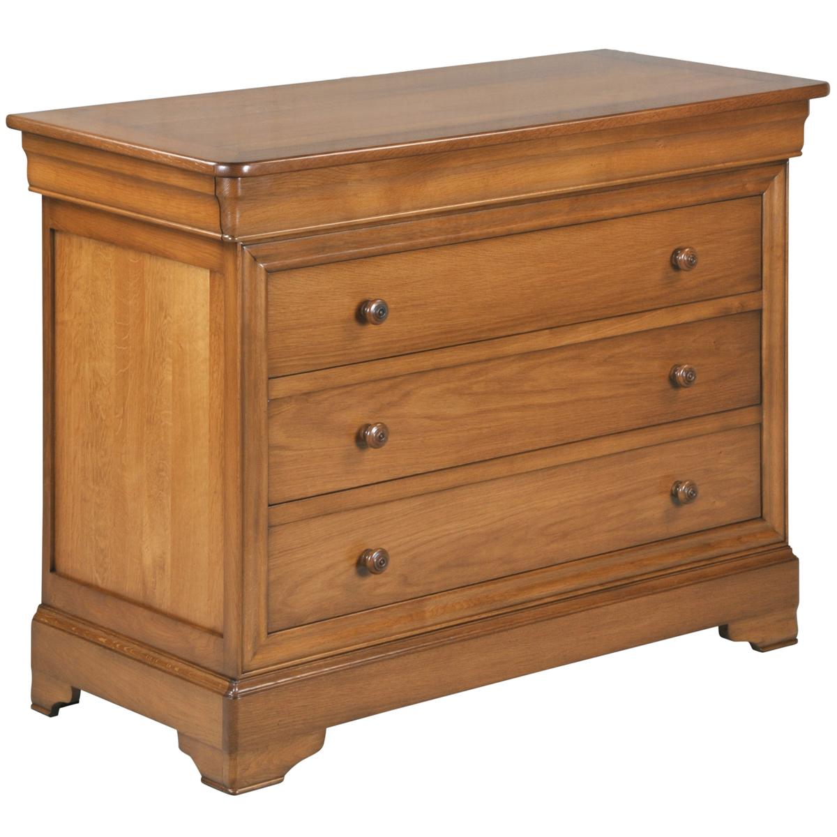 Hand-Crafted French Louis Philippe style 4-drawer chest - commode in solid oak craft made For Sale