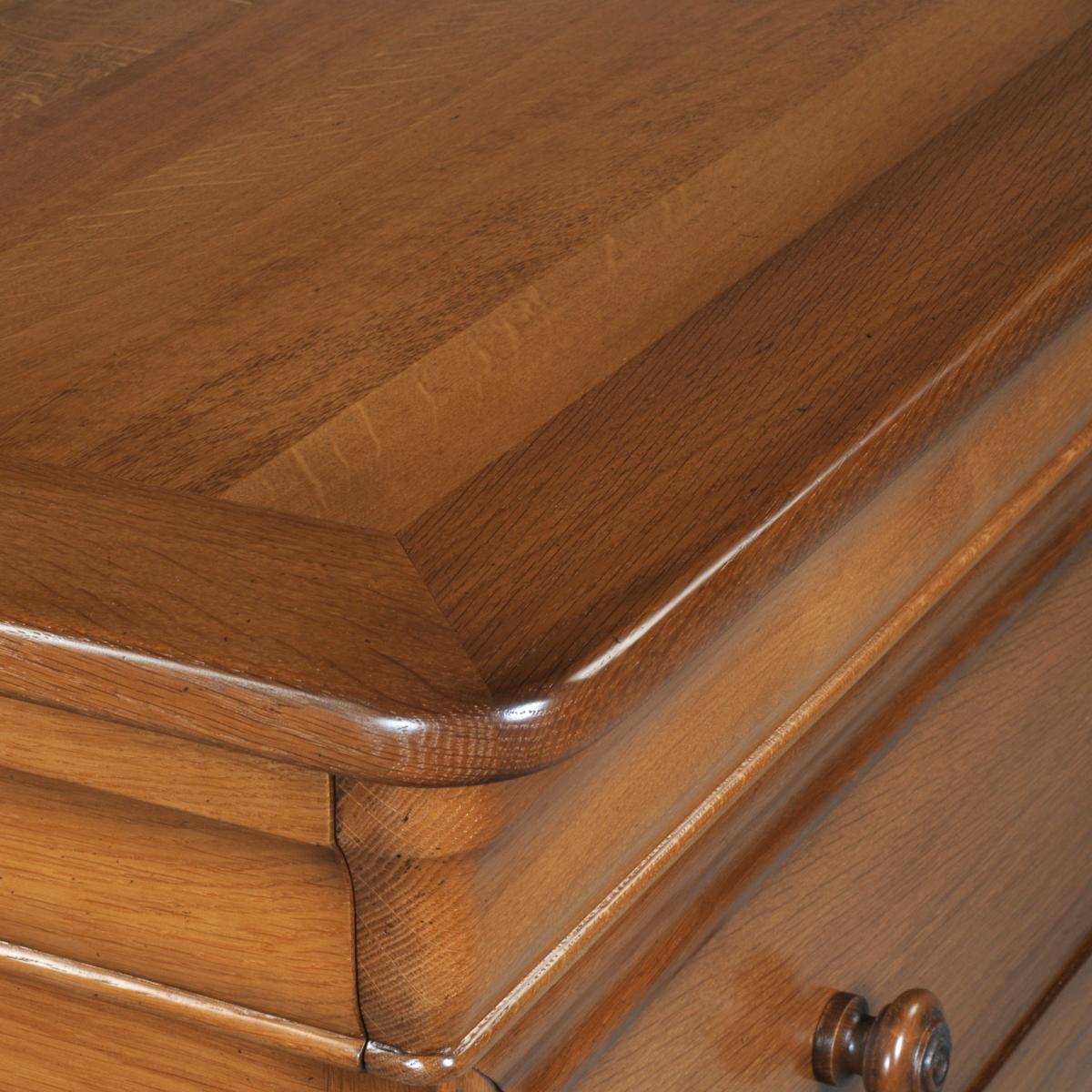 Wood French Louis Philippe style 4-drawer chest - commode in solid oak craft made For Sale