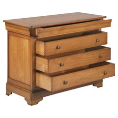 French Louis Philippe style 4-drawer, commode,  stained solid oak wood 