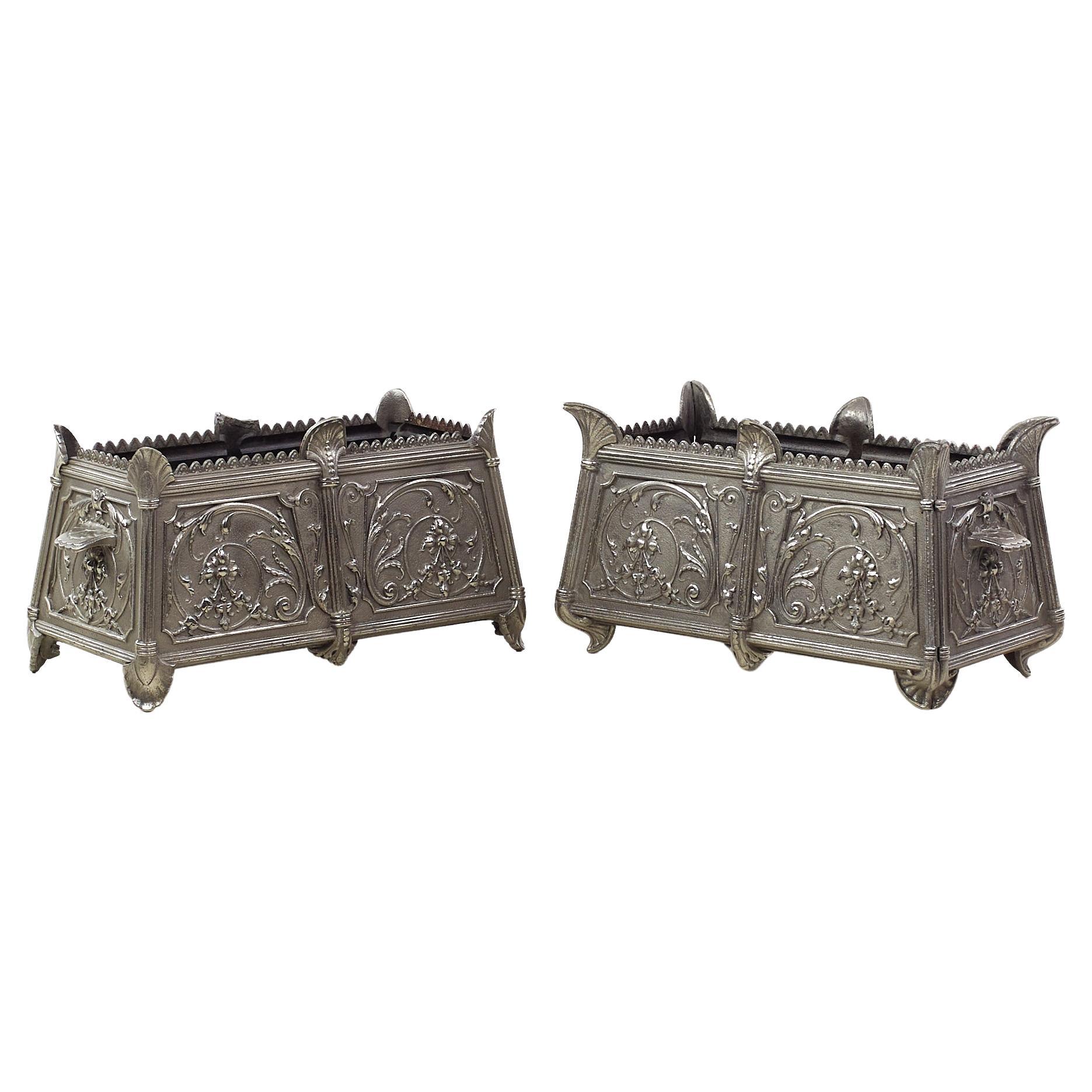 Louis Philippe French Ornate Cast Iron Planter Boxes - Pair