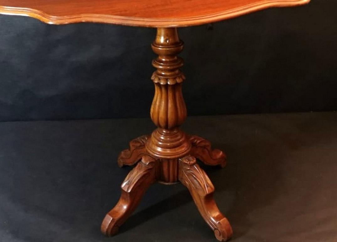 Polished Louis Philippe French Walnut Sail Table For Sale