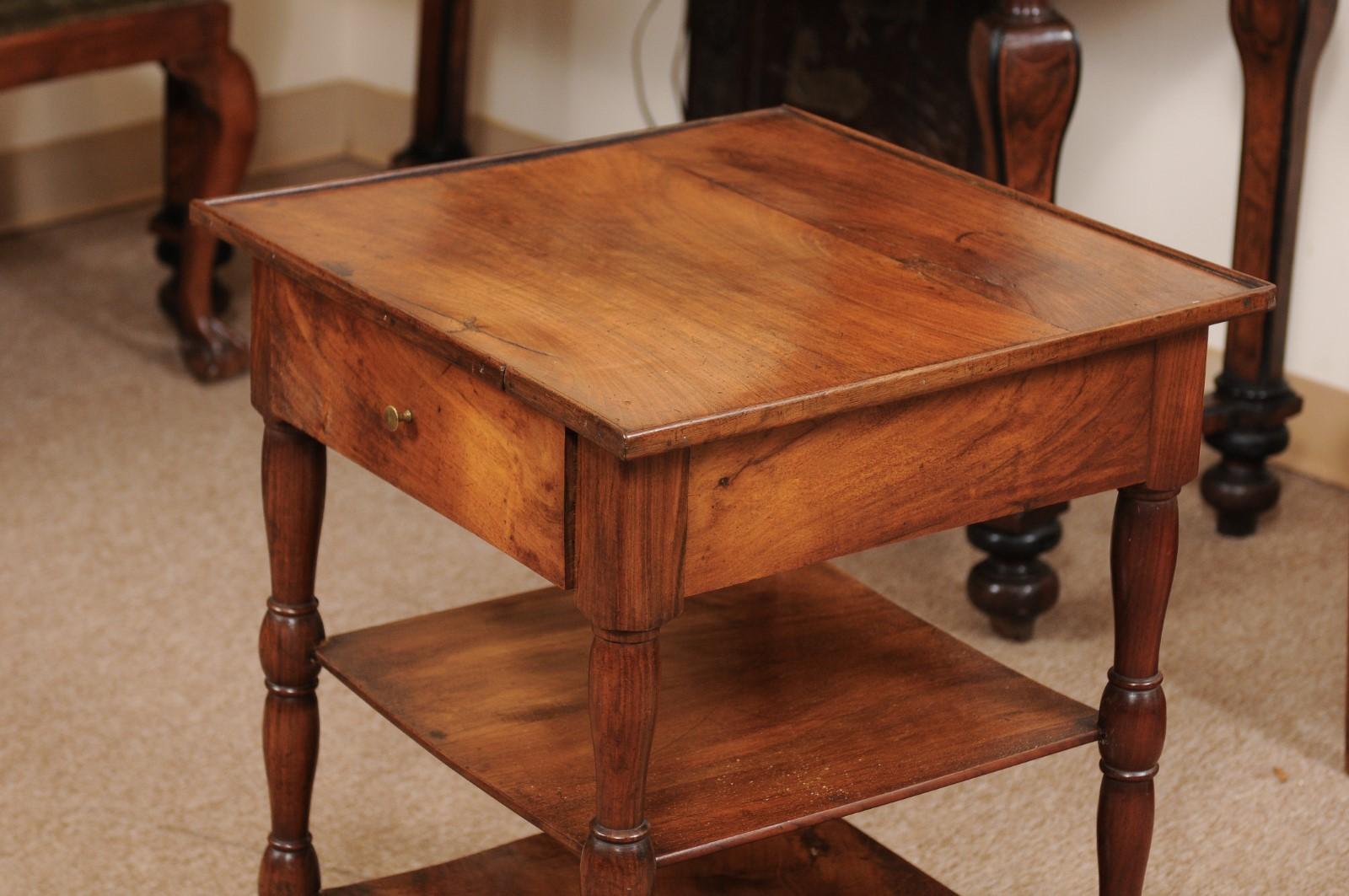 Louis Philippe French Walnut Square Side Table, Early 19th Century 8