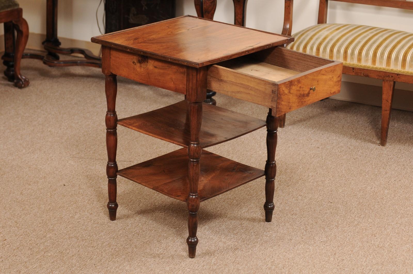 Louis Philippe French Walnut Square Side Table, Early 19th Century 1