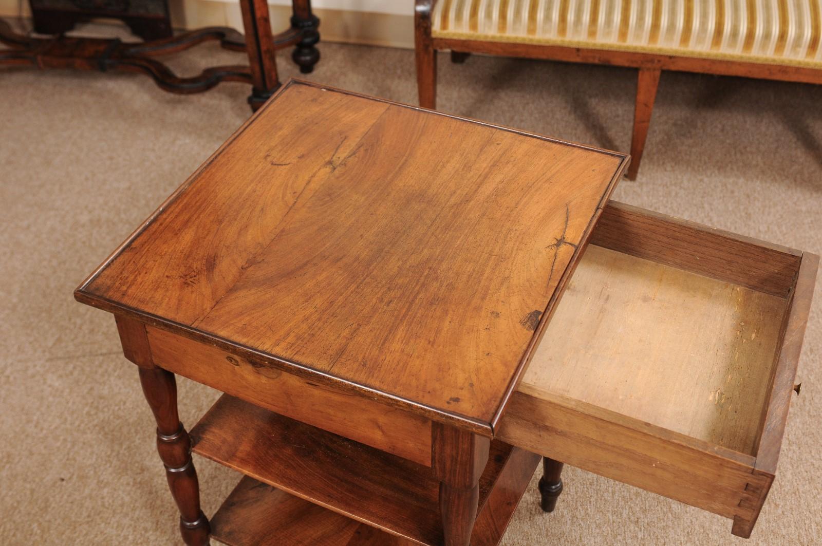Louis Philippe French Walnut Square Side Table, Early 19th Century 2