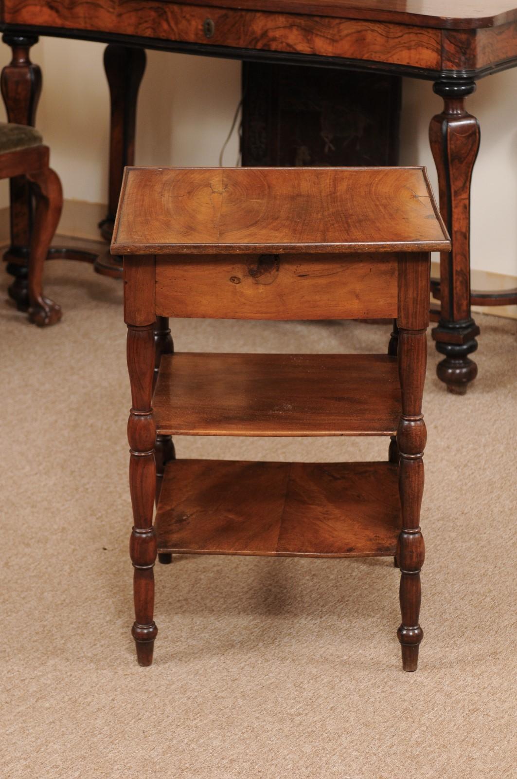 Louis Philippe French Walnut Square Side Table, Early 19th Century 3