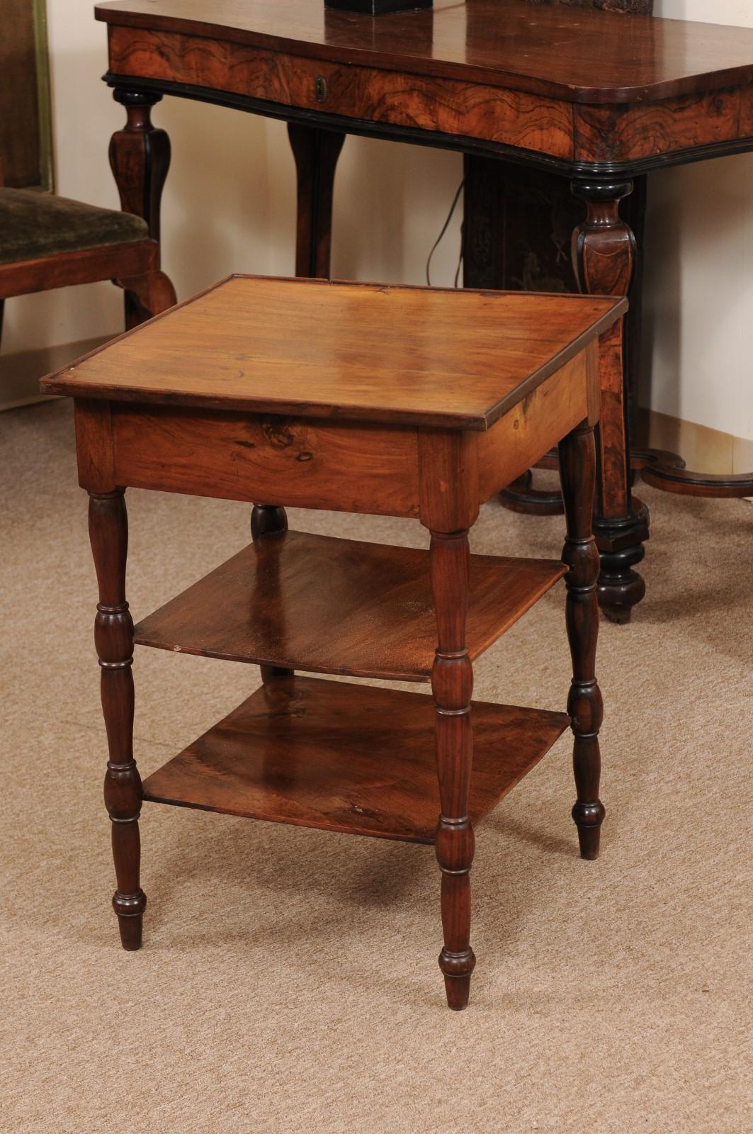 Louis Philippe French Walnut Square Side Table, Early 19th Century 4