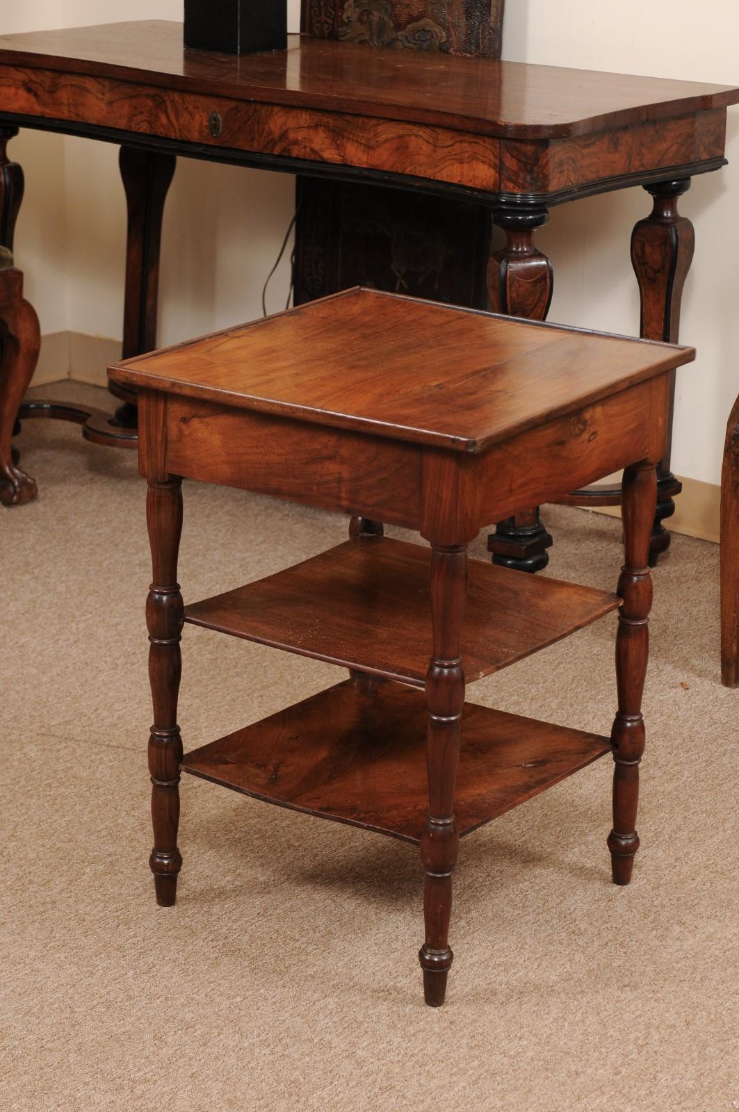 Louis Philippe French Walnut Square Side Table, Early 19th Century 5