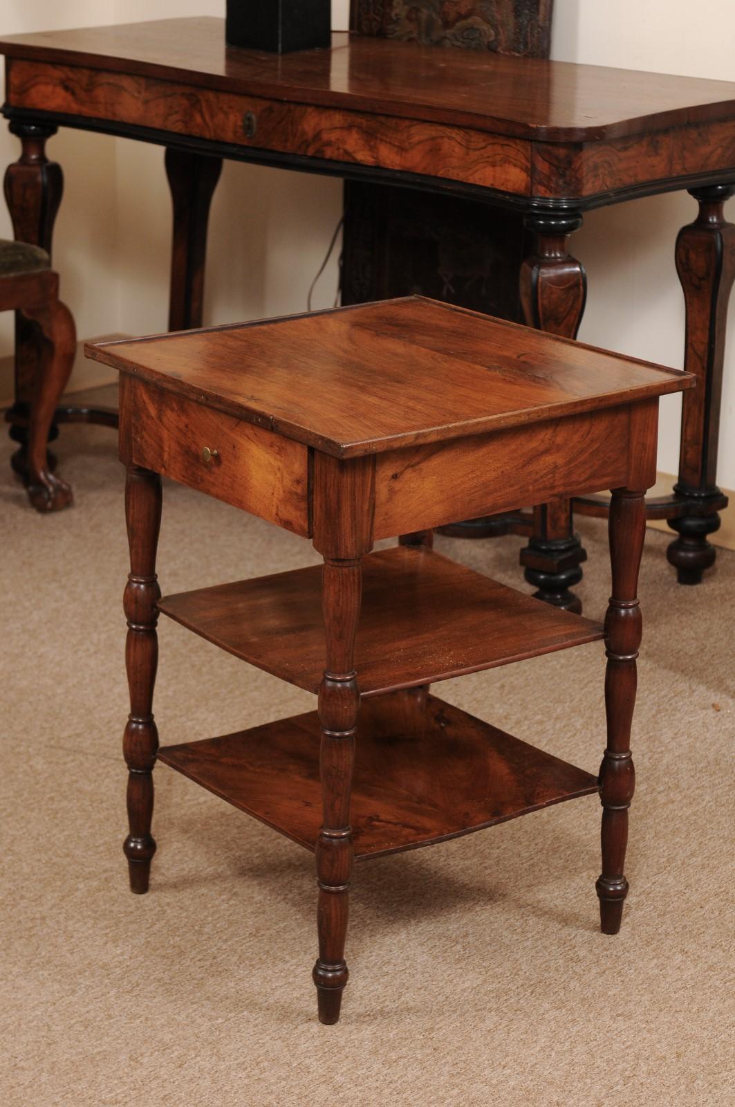 Louis Philippe French Walnut Square Side Table, Early 19th Century 6