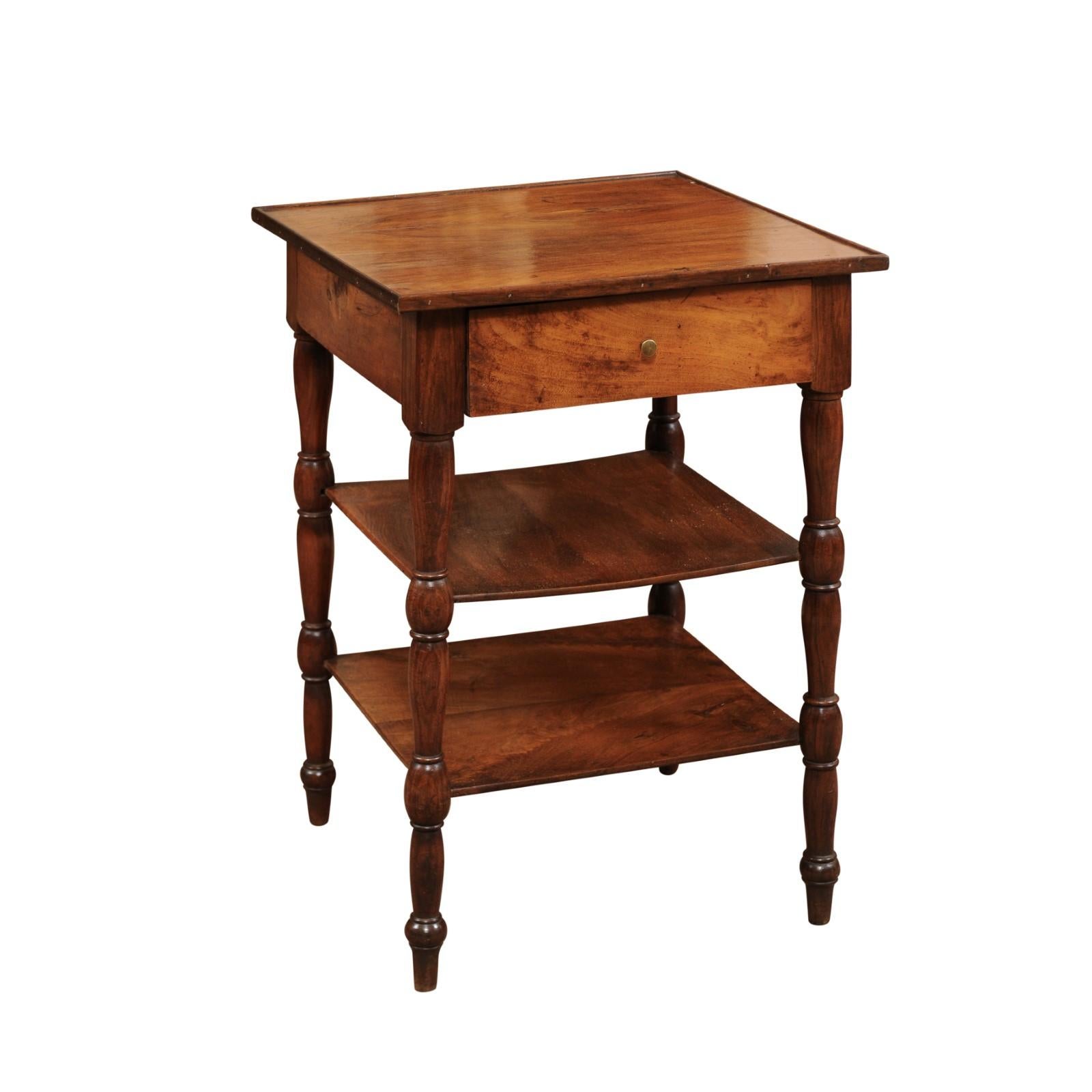 Louis Philippe French Walnut Square Side Table, Early 19th Century