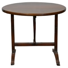 Louis-Philippe French Walnut Tilt-Top Wine Tasting Table with Carved Paw Feet