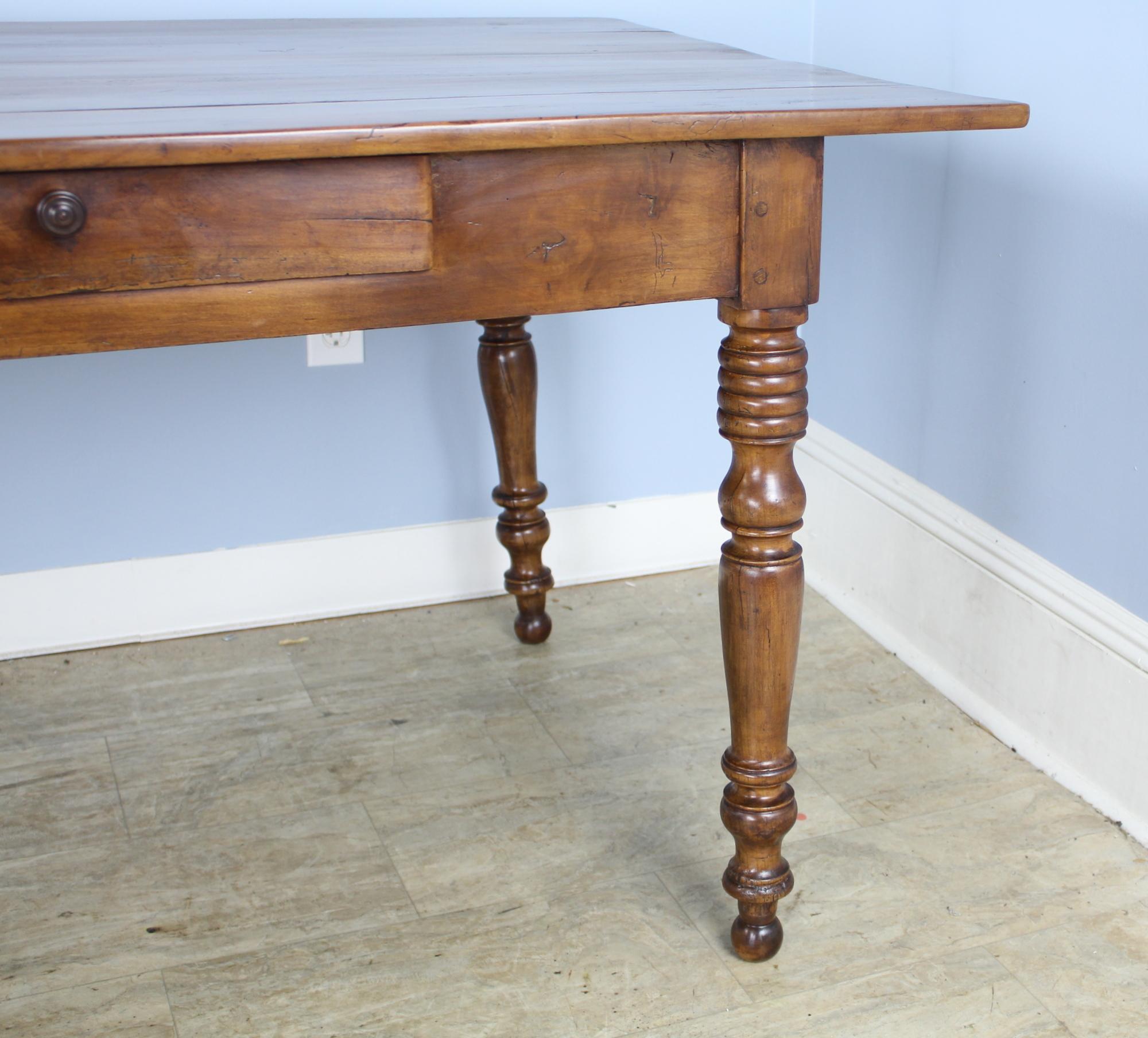 Louis Philippe Fruitwood Turned Leg Farm Table In Good Condition In Port Chester, NY