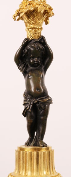 Louis Philippe Gilded and Patinated Bronze Lamp Base with Carrara Marble
