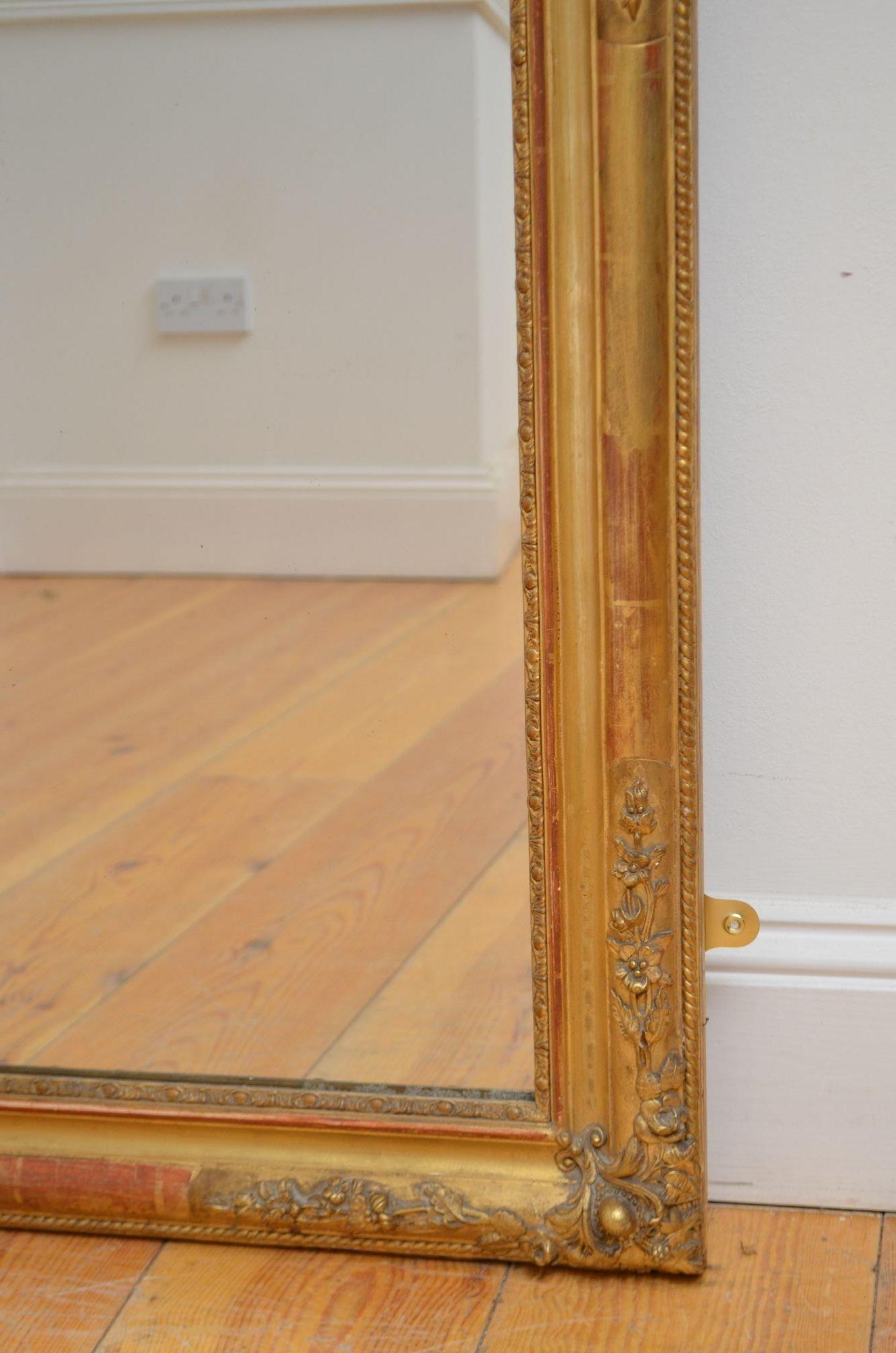 Louis Philippe Gilded Mirror H150cm For Sale 4