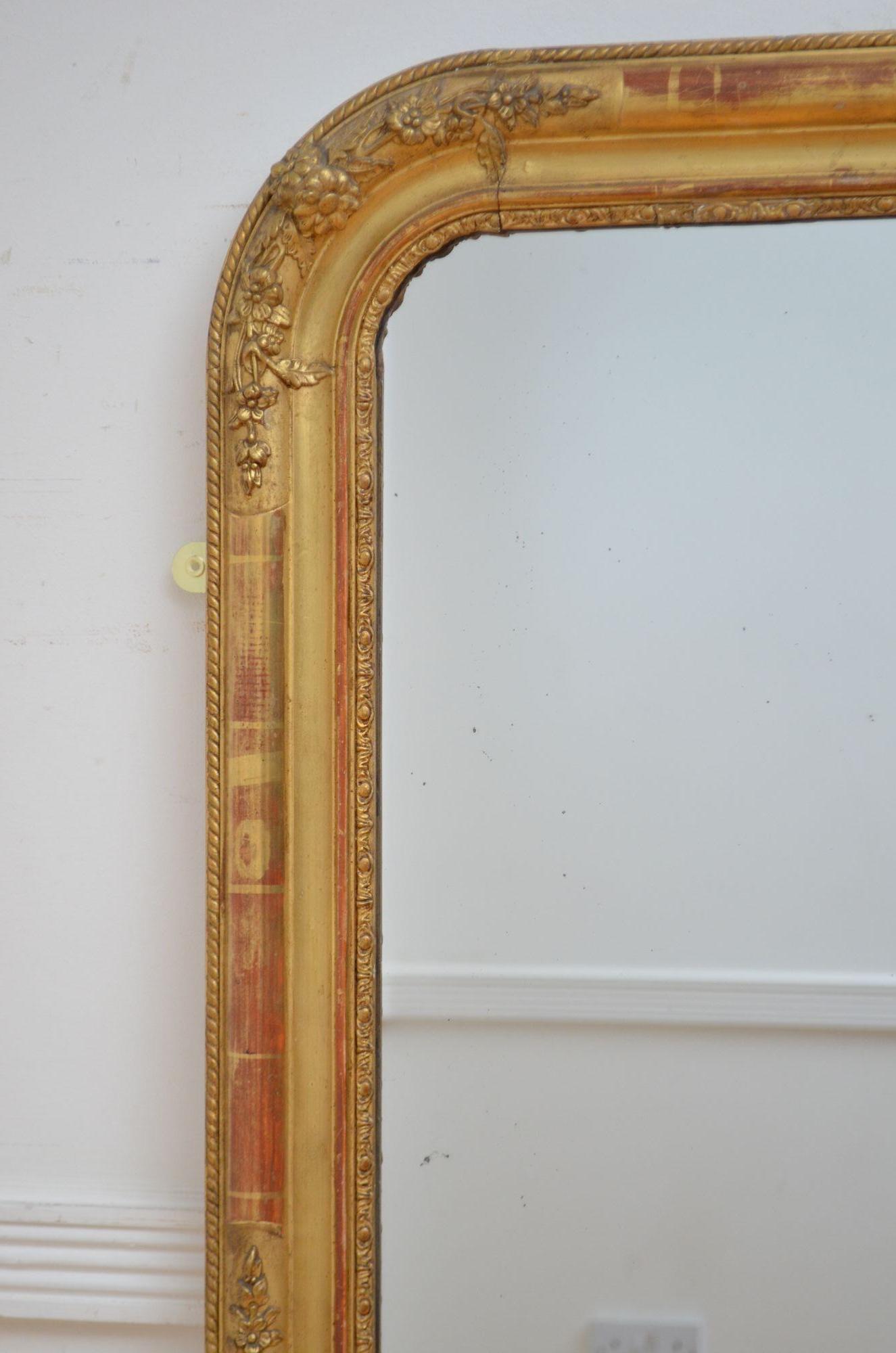Gold Leaf Louis Philippe Gilded Mirror H150cm For Sale