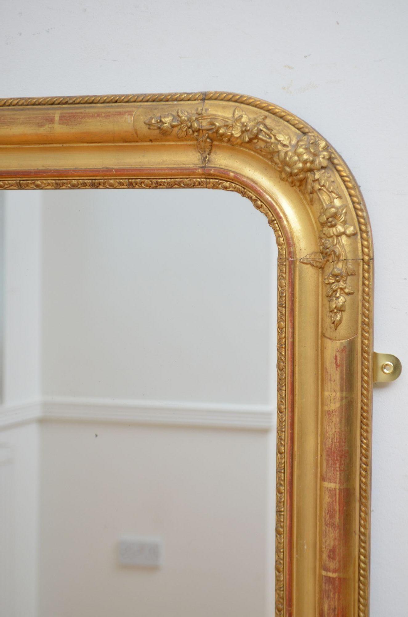 Louis Philippe Gilded Mirror H150cm For Sale 2