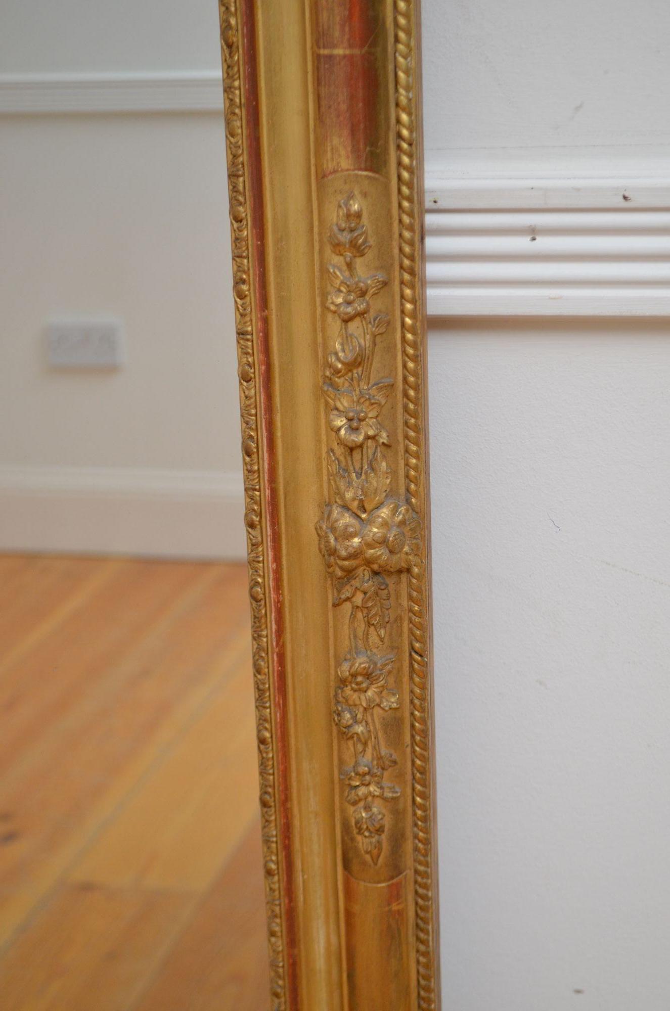 Louis Philippe Gilded Mirror H150cm For Sale 3
