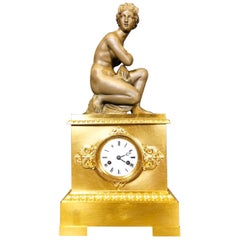 Louis Philippe Gilt and Patinated Bronze Figural Mantel Clock 19th Century
