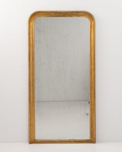 Espejo de pie francés del siglo XIX, estilo Louis Philippe, con marco dorado, diseño alto