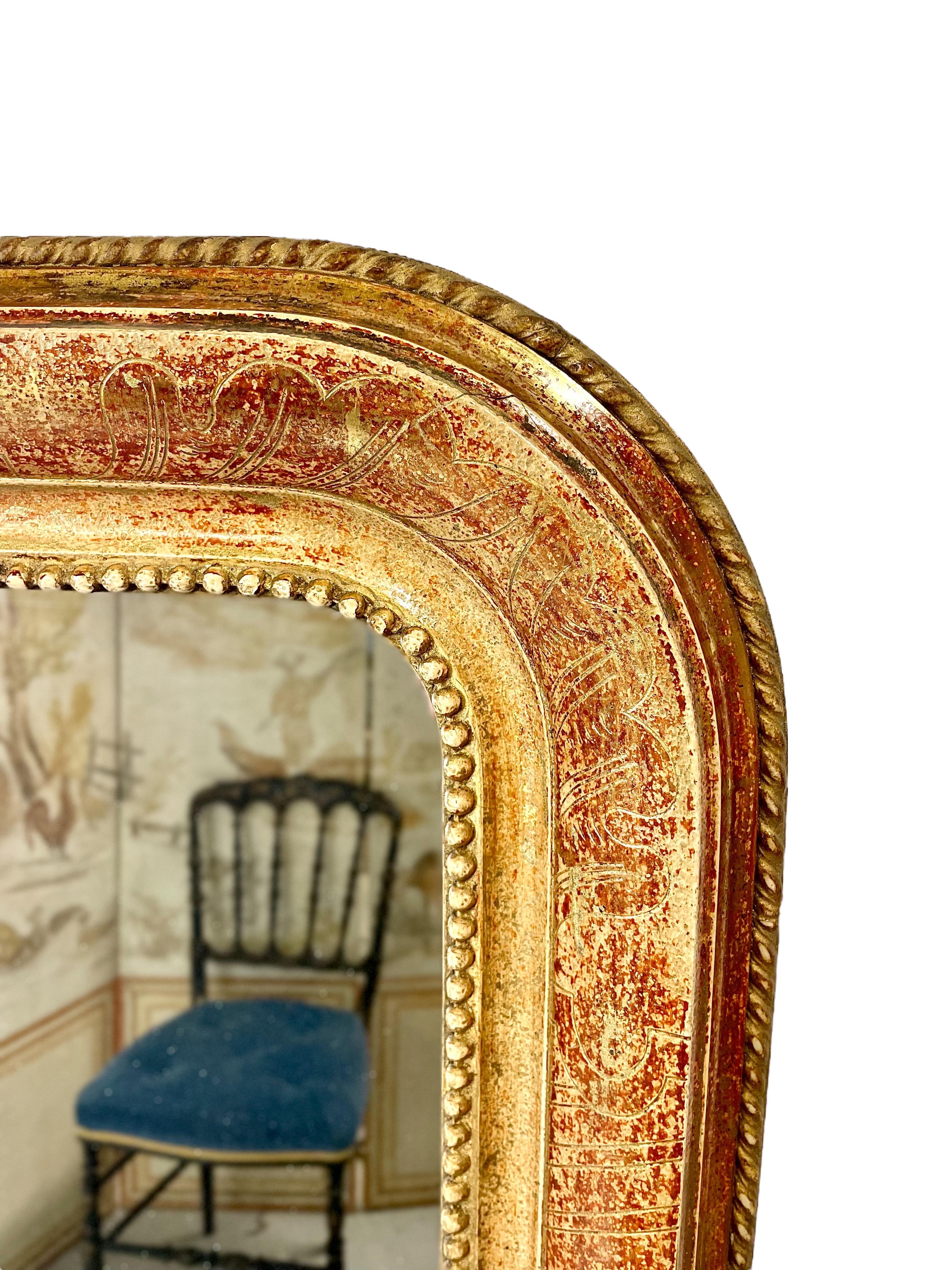 Espejo francés de madera dorada Louis Philippe de la década de 1860 en Bueno estado para la venta en LA CIOTAT, FR