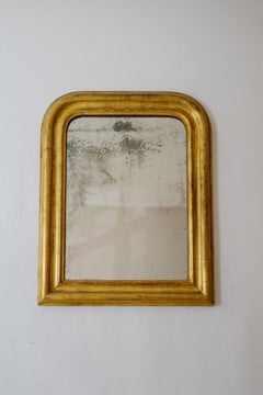 19th Century Louis Philippe Giltwood Gold Leaf Mirror Original Mercury Glass