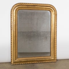Louis Philippe Gold Leaf Giltwood Mirror 19th Century France, Wavy Frame