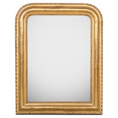 Louis Philippe Gold Leaf Giltwood Mirror 19th Century France, Wavy Frame