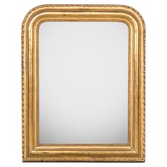 Louis Philippe Gold Leaf Giltwood Mirror 19th Century France, Wavy Frame