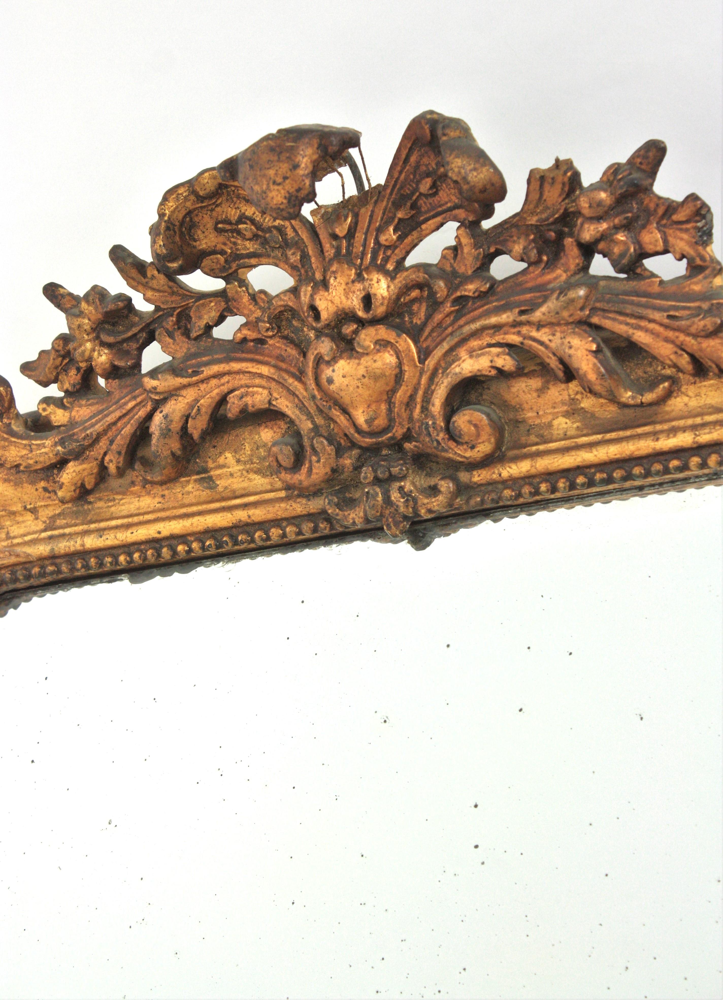 Louis Philippe Blattgold Giltwood Spiegel mit Blattwerk Wappen im Angebot 4