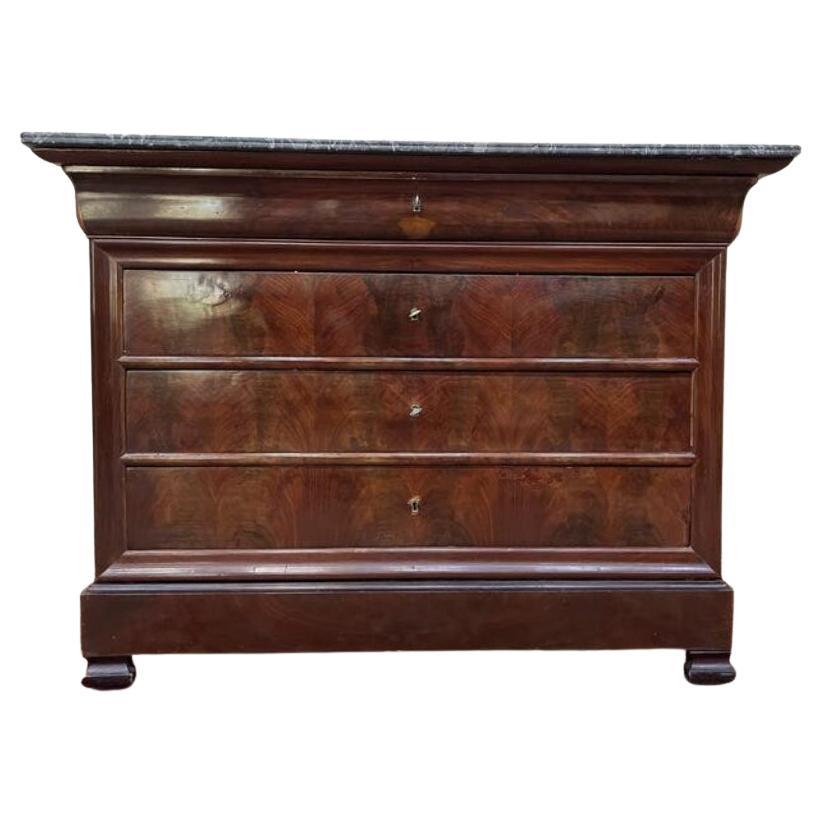 Louis Philippe Mahogany and Marble Commode, 19th Century