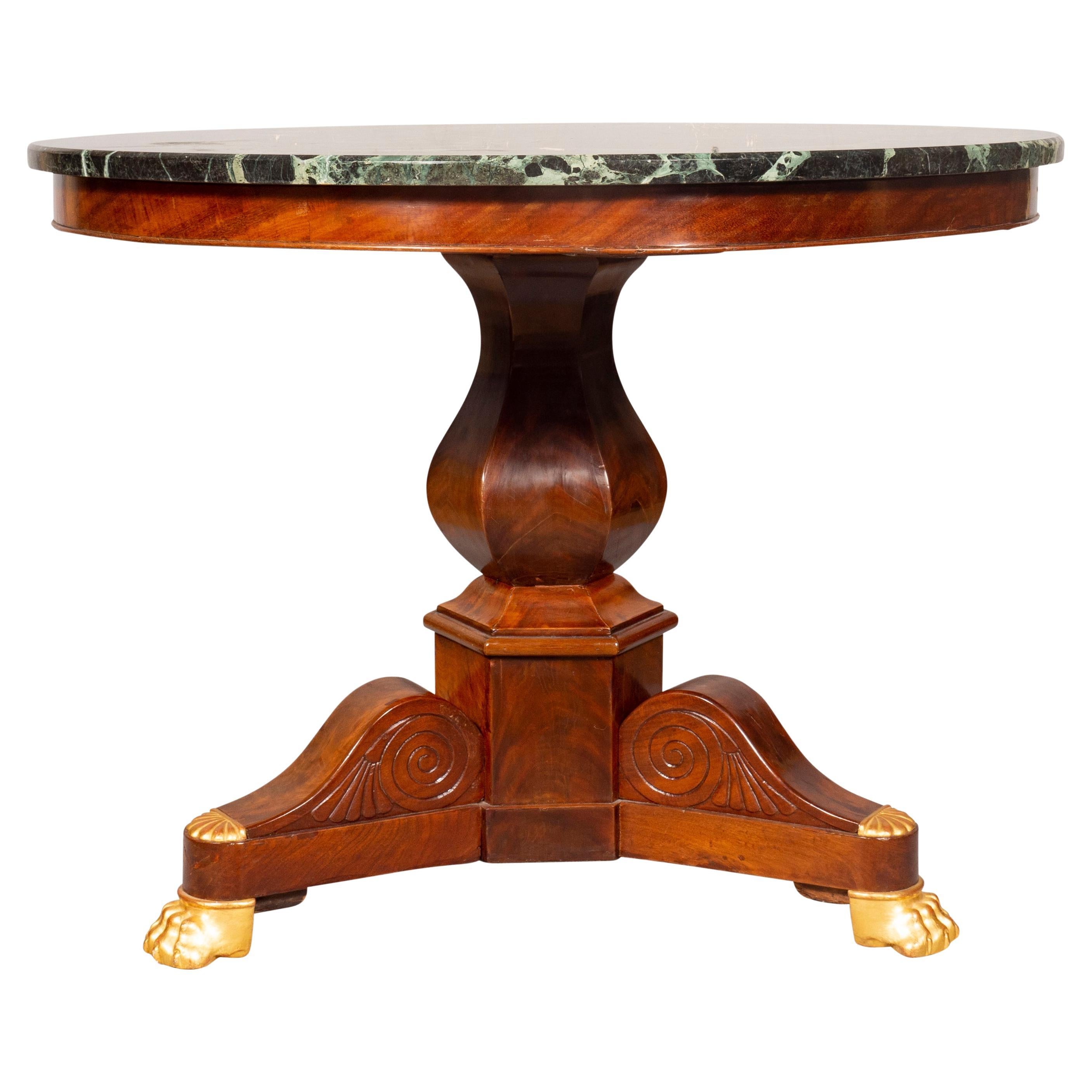 Louis Philippe Mahogany And Marble Top Center Table
