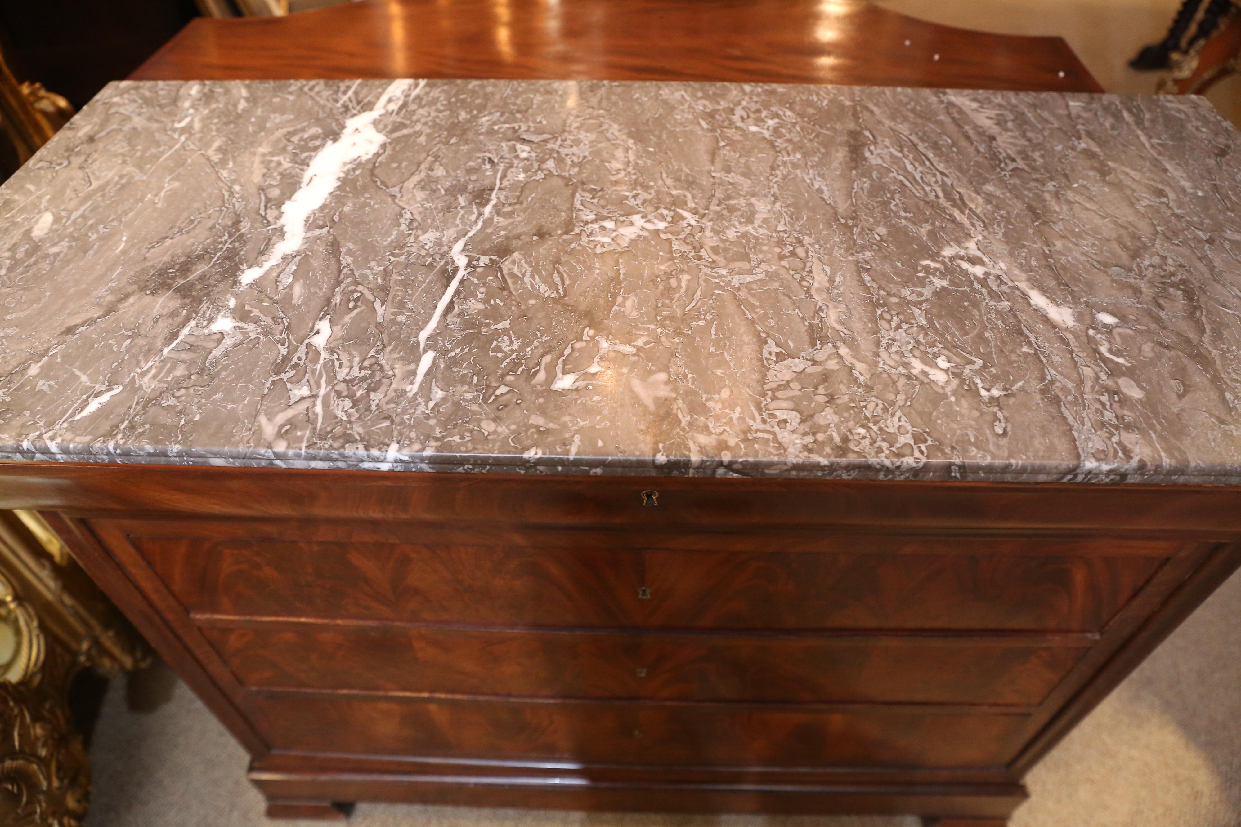 Louis Philippe Louis-Philippe Mahogany and Marble-Top Commode or Chest