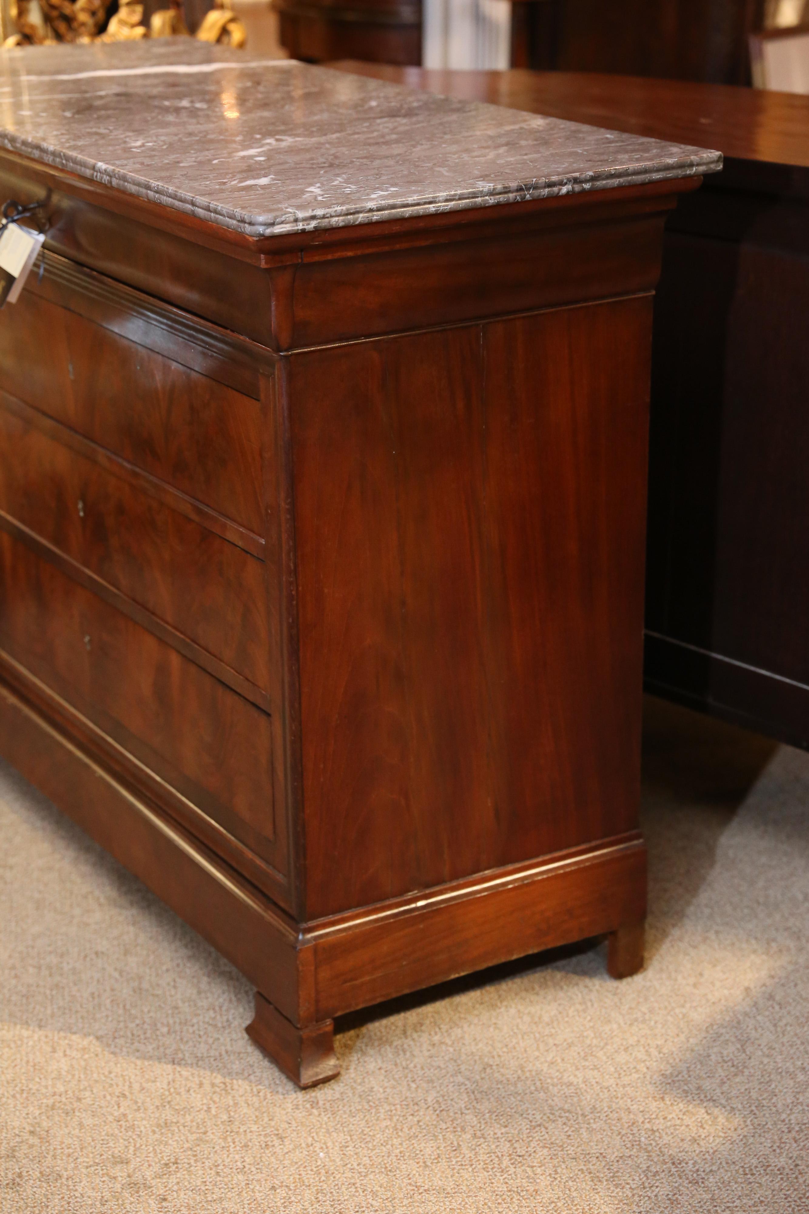 Louis-Philippe Mahogany and Marble-Top Commode or Chest 2