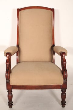 Louis Philippe Mahagoni-Sessel mit geschnitzten Schwanenarmen