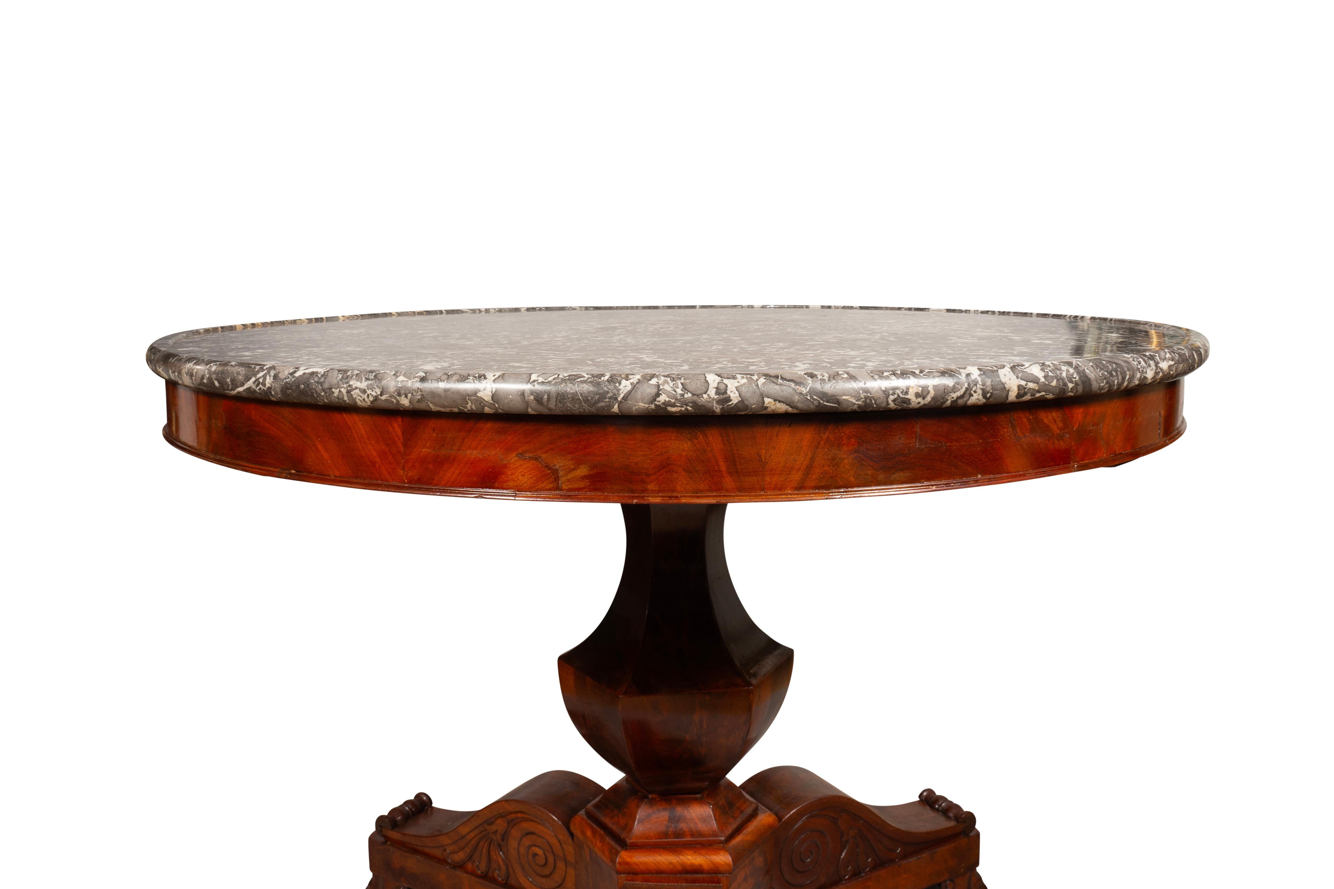 Marble Louis Philippe Mahogany Center table For Sale