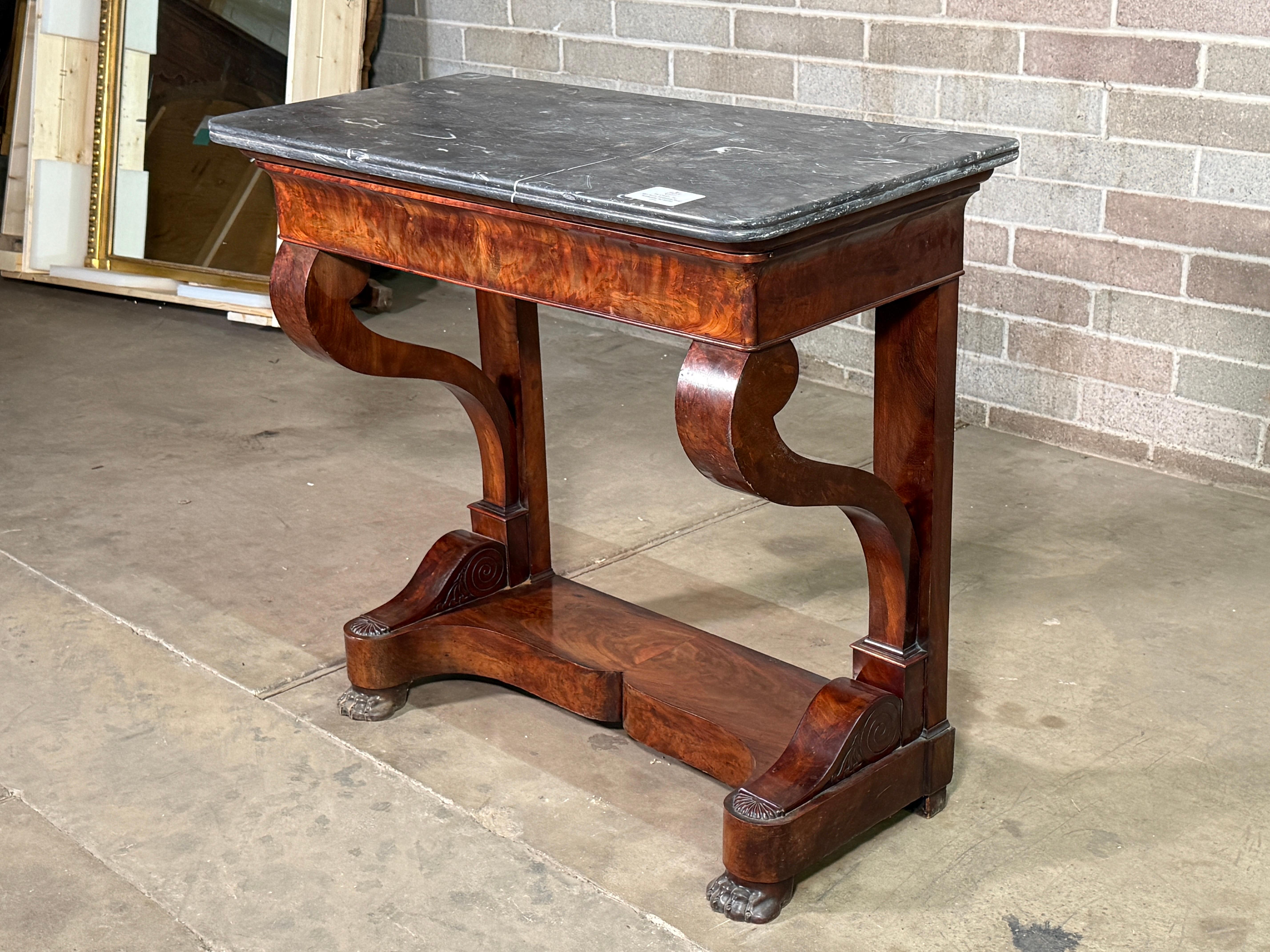 French Louis Philippe Mahogany Console with Saint Anne's Marble For Sale