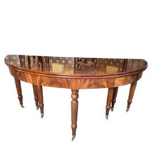 Louis Philippe Mahogany Half-Moon Dining Table with 8 Extension Leaves, 19th C.
